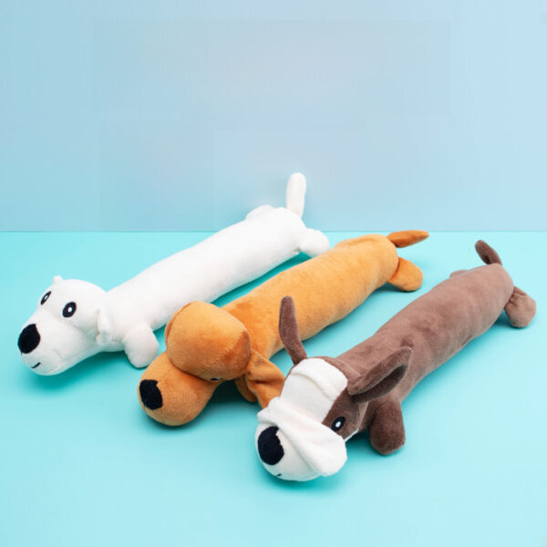 Cross-border Amazon Pet Plush Toy Dog Shape BiTE Interactive Relieving Stuffy Long Lying Dog Sound Toy
