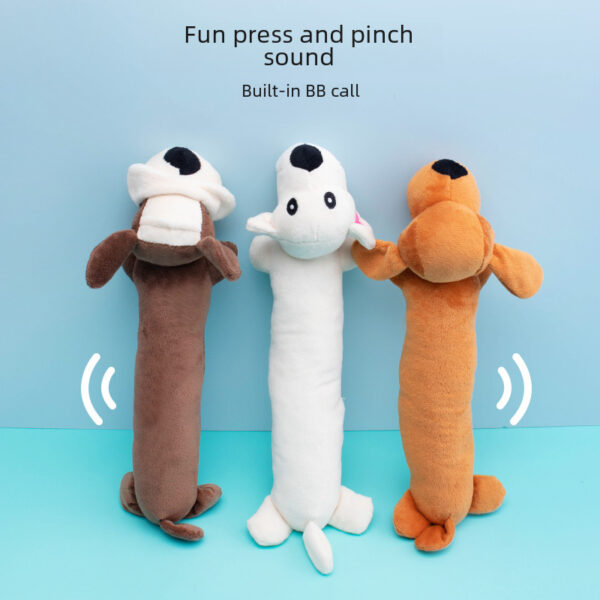 Cross-border Amazon Pet Plush Toy Dog Shape BiTE Interactive Relieving Stuffy Long Lying Dog Sound Toy - Image 2